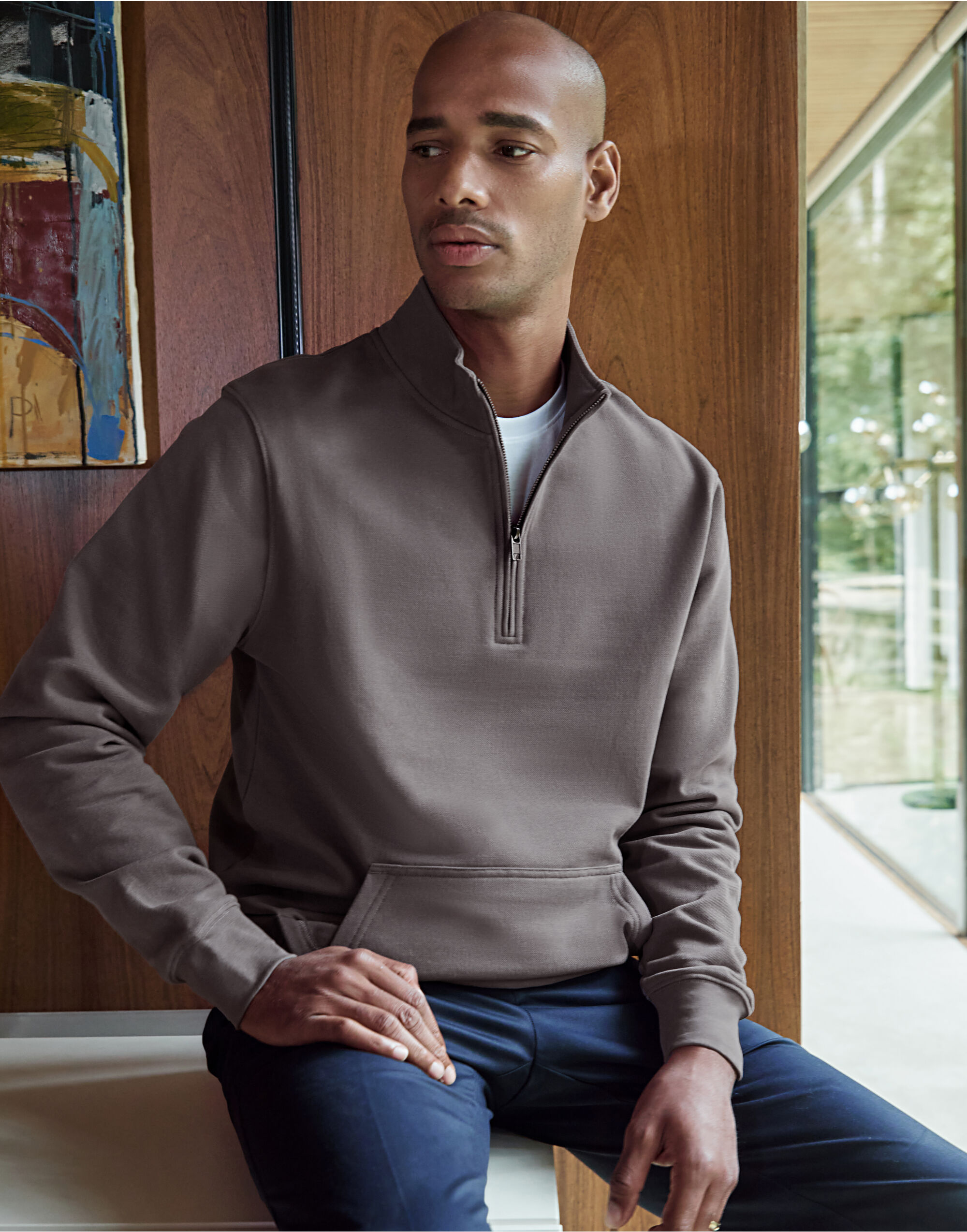 1/4 Zip Pique Sweatshirt